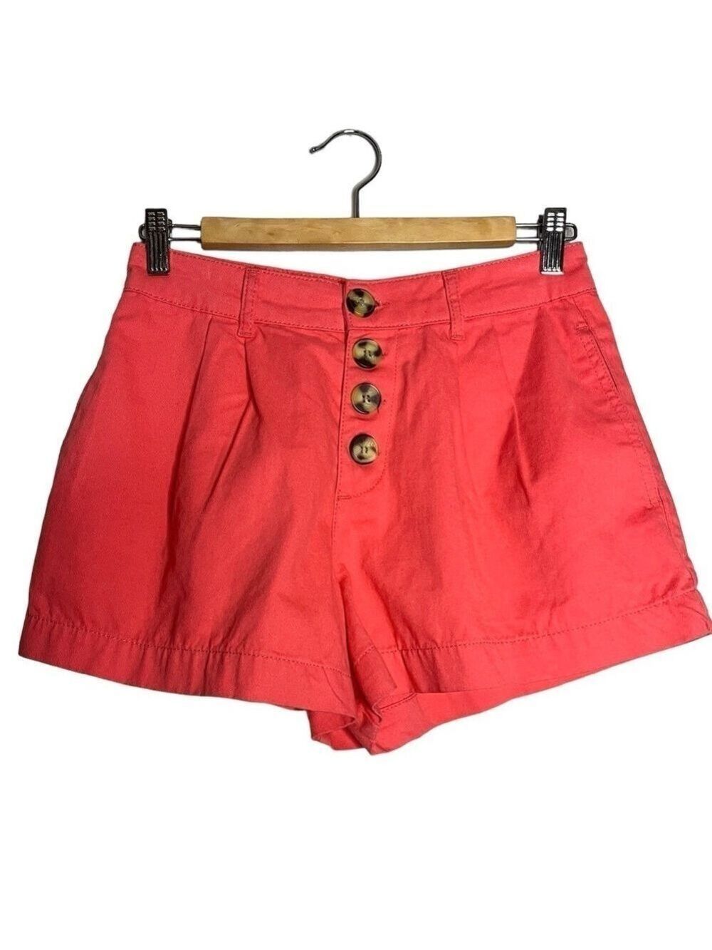 NWOT Urban Outfitters BDG High Waisted Button Fly Coral Orange Cotton Shorts-26